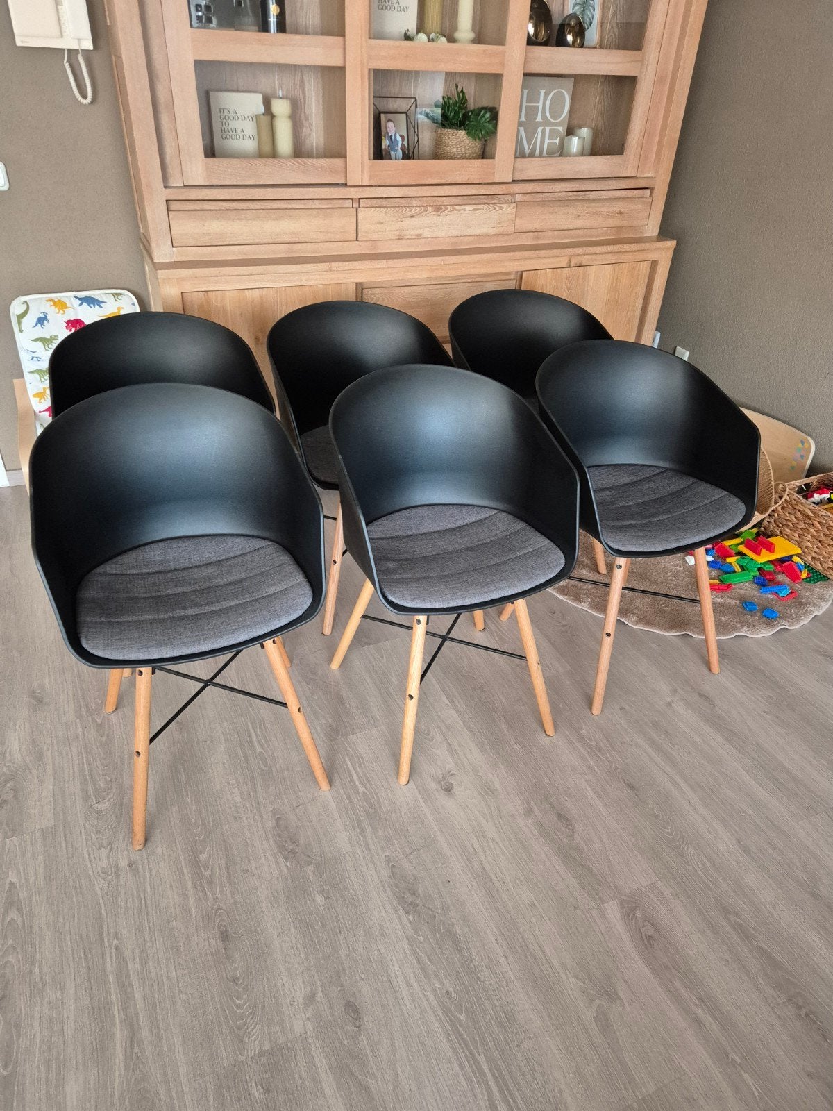 6 nette kuipstoelen, Ophalen, Kunststof, Gebruikt, Zwart