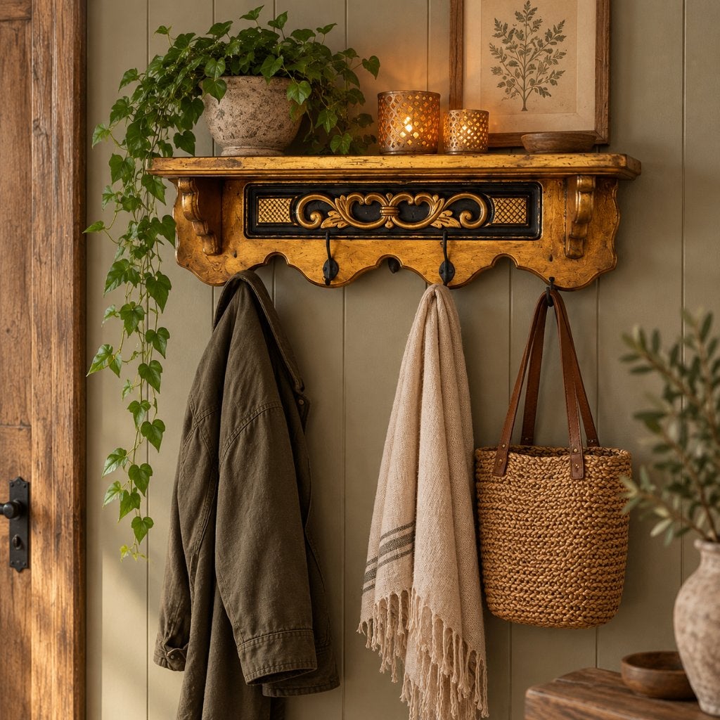brocante kapstok  - 75 cm – goud - Gratis bezorgd, Wandkapstok, TTM Wonen, Meubels – (Perzische) Tapijten en Woonaccessoires, Taag 63, 2491 CS, Den Haag (Forepark)