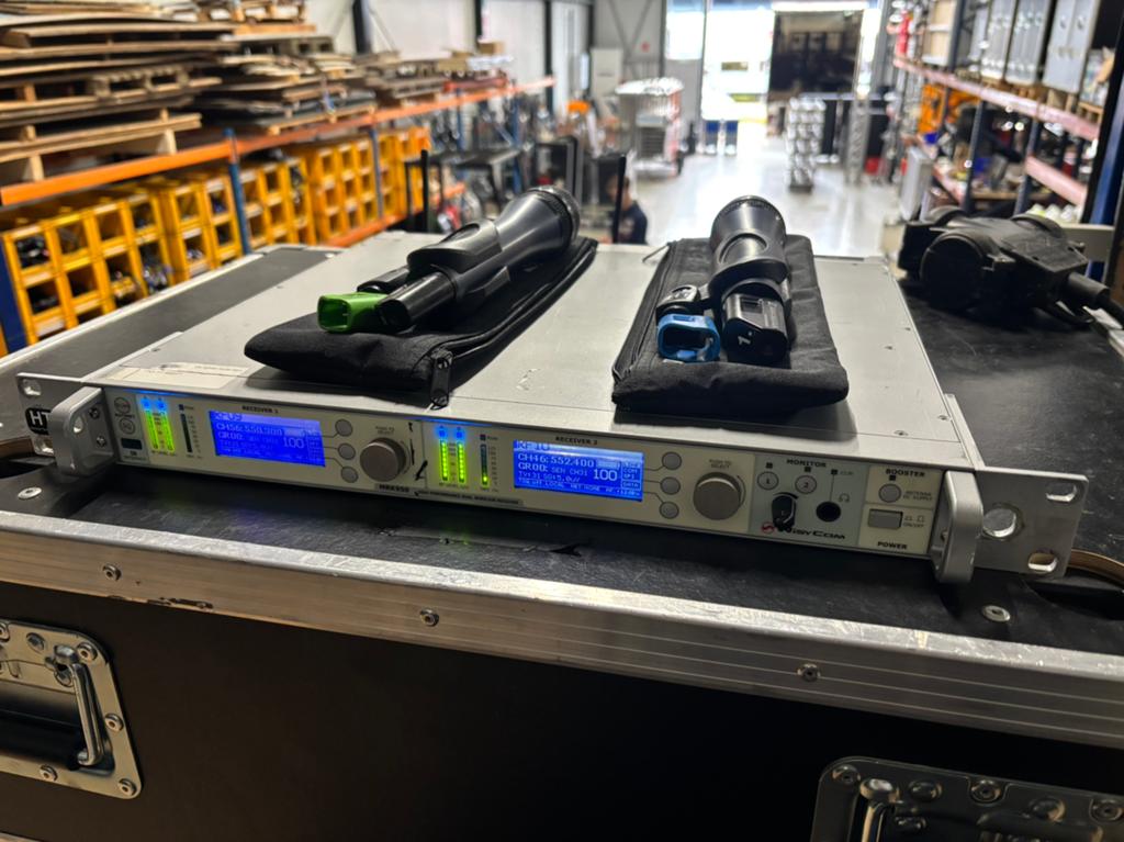 Wisycom MRK950 ontvanger met Sennheiser SKM3072 draadloos, Ophalen of Verzenden, Gebruikt, Zangmicrofoon