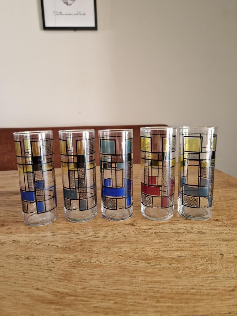 5 MDL glazen jaren 70, Antiek en Kunst, Antiek | Glas en Kristal, Ophalen of Verzenden