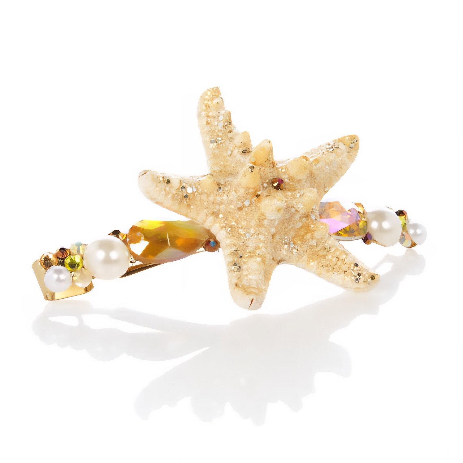 Goud zeemeermin zeester haarclip met steentjes en parels, Sieraden, Tassen en Uiterlijk, Uiterlijk | Haarverzorging, Ophalen of Verzenden