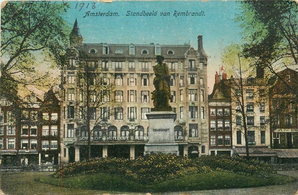 378-286-023 Amsterdam Standbeeld Rembrandt, Verzenden, Voor 1920, Noord-Holland