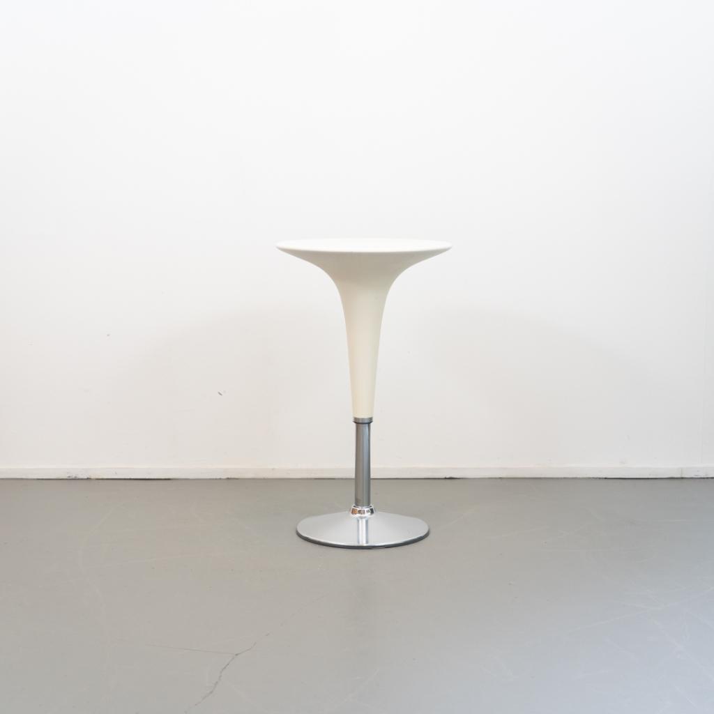 5 Bombo tafel Wit met gasveer rond 55 cm, Huis en Inrichting, Niet ingevuld, Kunststof, Niet ingevuld, Zo goed als nieuw