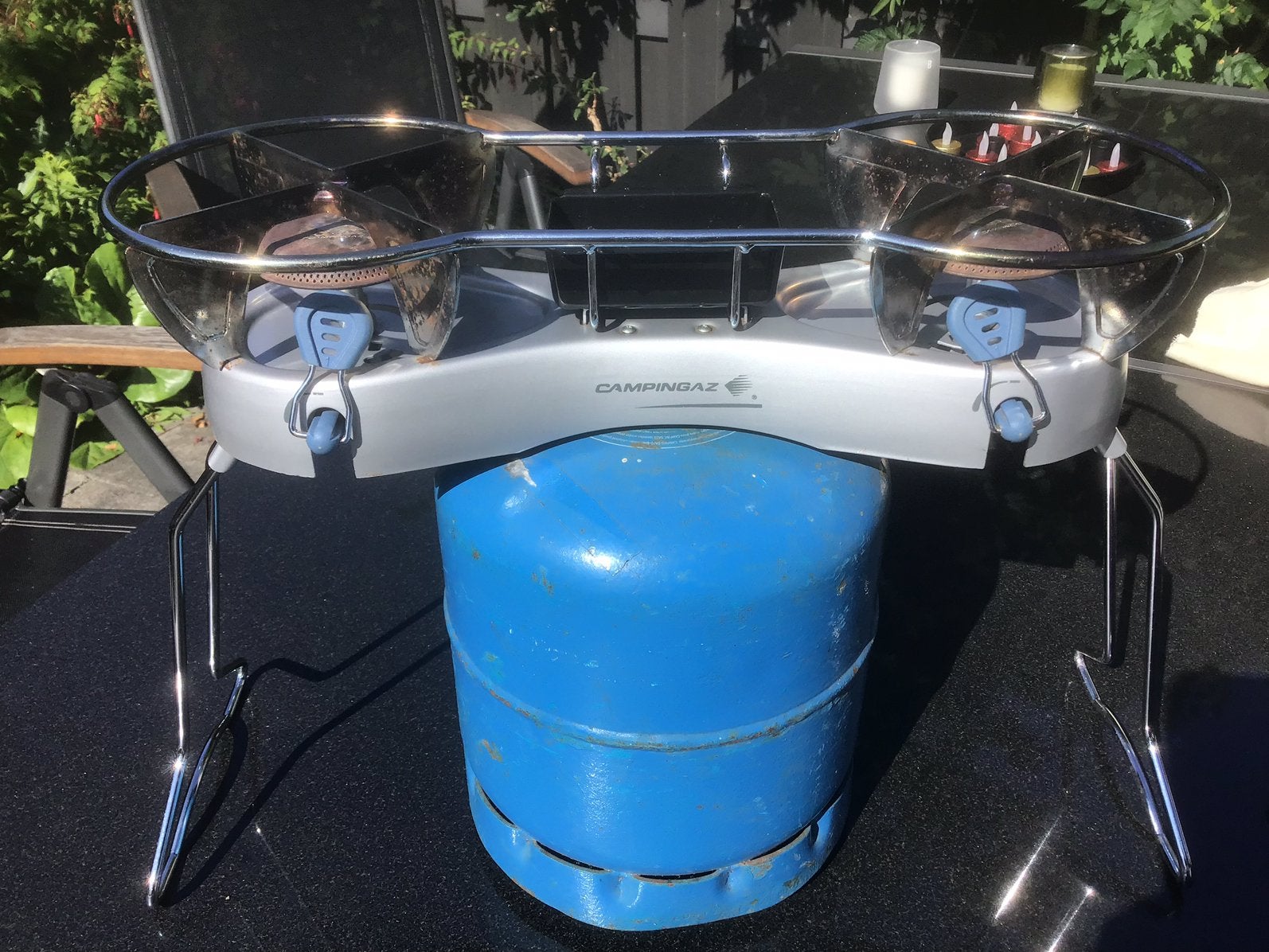 Zeer compacte 2 pits kook toestel + grill/ bakplaat enz, Caravans en Kamperen, Kampeeraccessoires, Ophalen of Verzenden