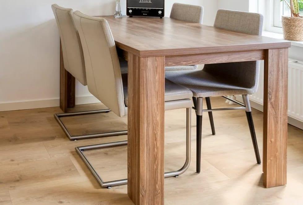 eetkamertafel met stoelen, Ophalen, 100 tot 150 cm, 50 tot 100 cm, Zo goed als nieuw