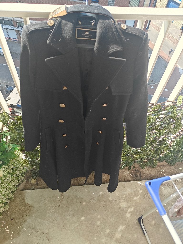 Elisabetha Franchi Trenchcoat, Elisabetta Franchi, Zwart, Maat 42/44 (L), Ophalen of Verzenden