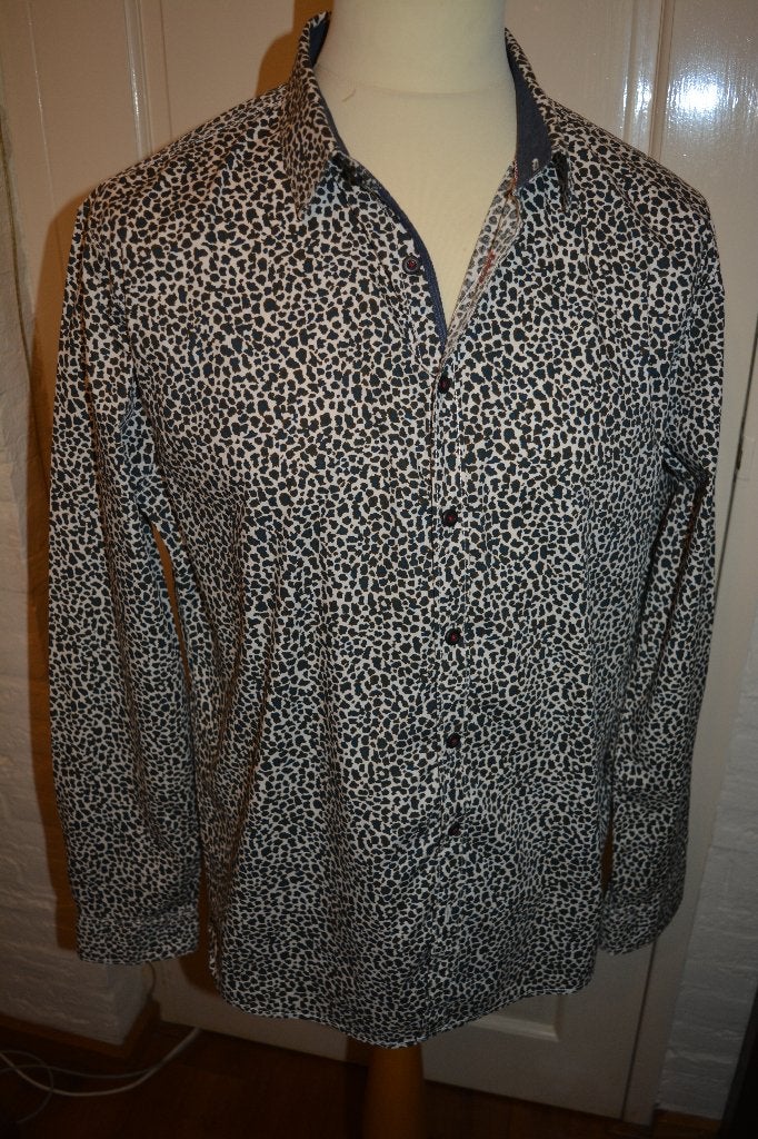 No Excess, modieus overhemd met patroon, mt L, Kleding | Heren, Overige kleuren, Ophalen of Verzenden, Zo goed als nieuw, Halswijdte 41/42 (L)