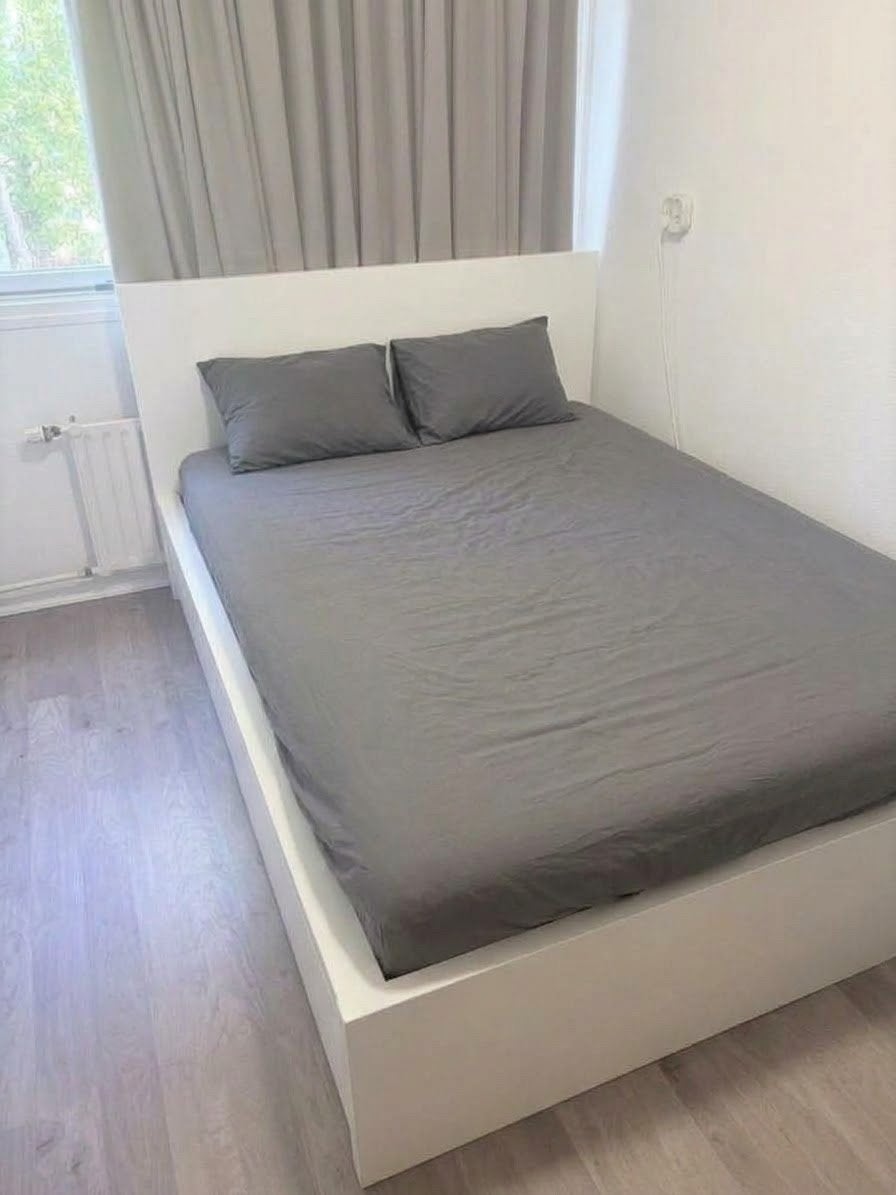 Ikea bed + Mattress, Ophalen, Gebruikt, Wit, Tweepersoons