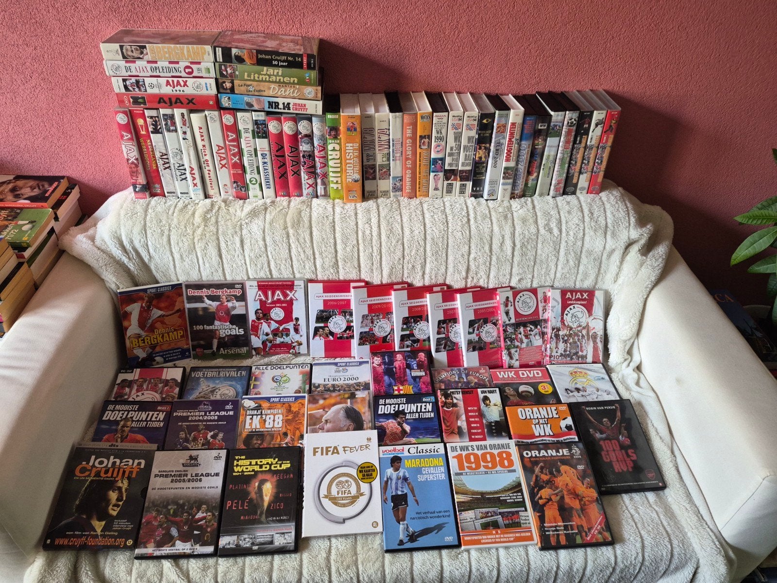 grote collectie voetbal dvd/video ajax ek wk Cruijff, Verzamelen, Ophalen, Zo goed als nieuw, Ajax, Overige typen