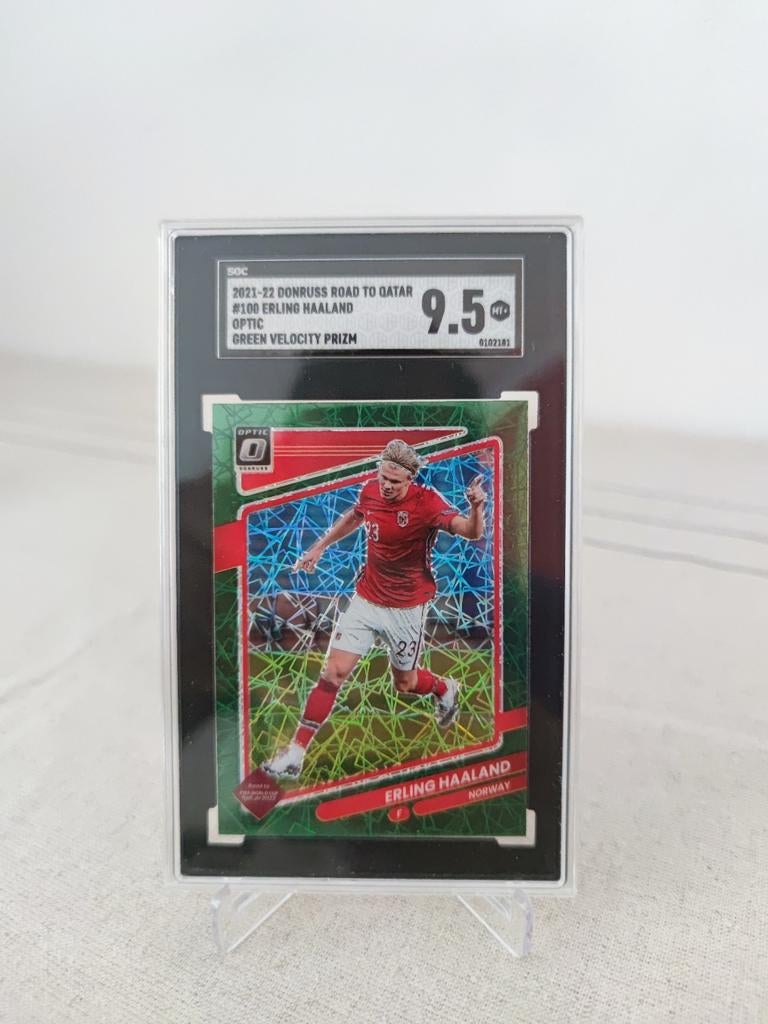 Erling Haaland Panini Donruss Optic Green Velocity Prizm, Ophalen of Verzenden, Zo goed als nieuw, Buitenlandse clubs, Spelerskaart