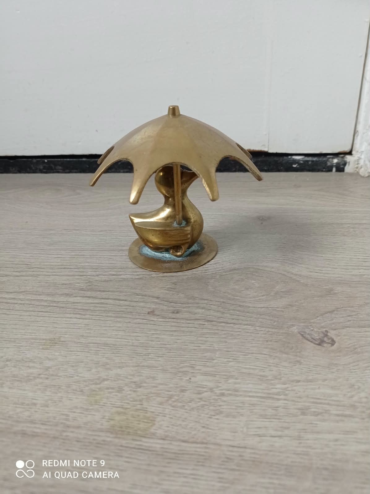 Messing Eendje met Paraplu Decoratie, Ophalen of Verzenden