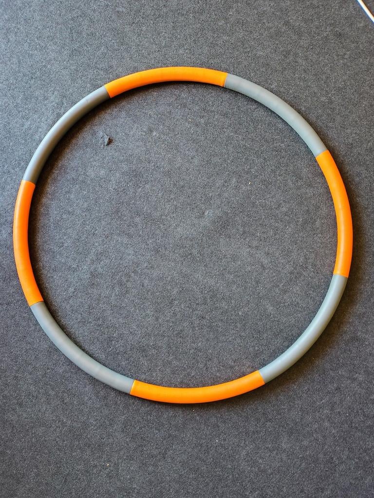 Fitness hoelahoep 1 kg - Oranje/Grijs (uit elkaar te halen), Ophalen of Verzenden, Met gewicht, Zo goed als nieuw, Fitness hoelahoep