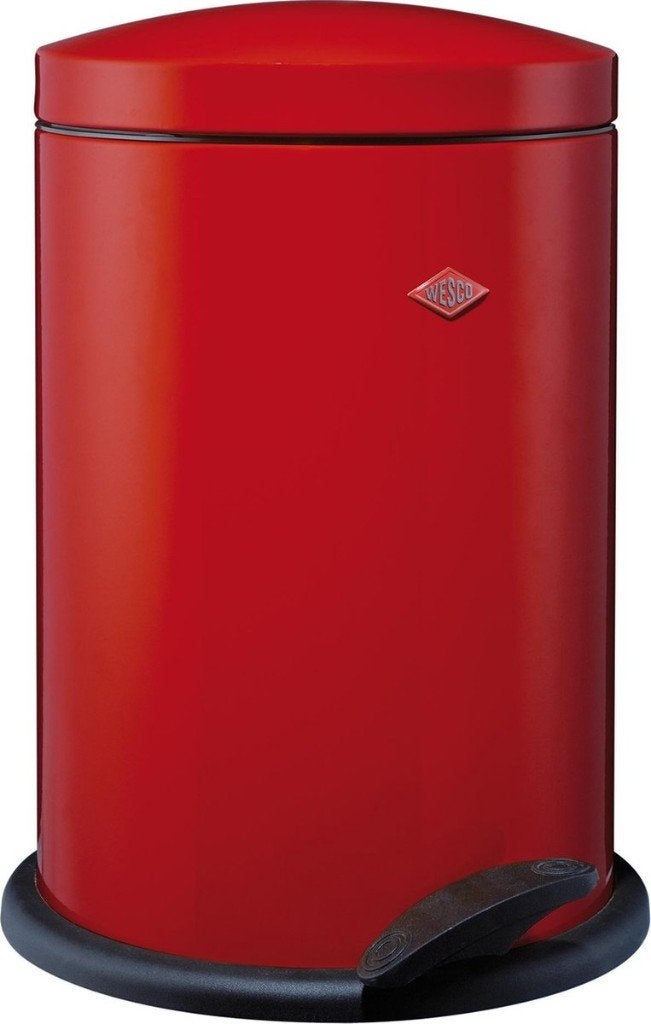 Wesco Base prullenbak rood 13 liter, Ophalen, Met pedaal, Nieuw, Metaal