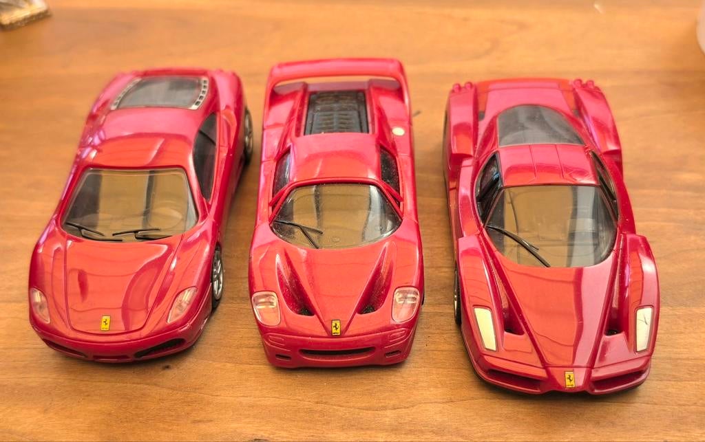 Set van 3 Ferrari modelauto's: F40, F50, Enzo 1:38, Ophalen of Verzenden, Gebruikt, Auto