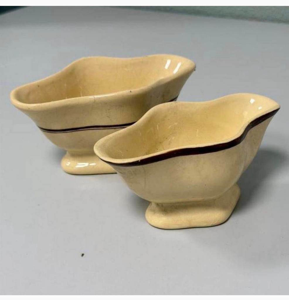 Vintage Belgische Aardewerk Sauskommen Gecremeerd Keramiek, Antiek en Kunst, Ophalen of Verzenden