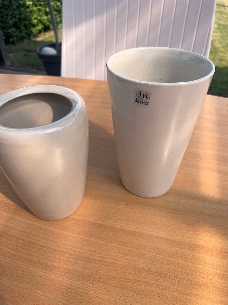 bloempot creme 2 stuks  20,5 H en 17,5 H art living, Tuin en Terras, Rond, Binnen, Ophalen of Verzenden, Zo goed als nieuw