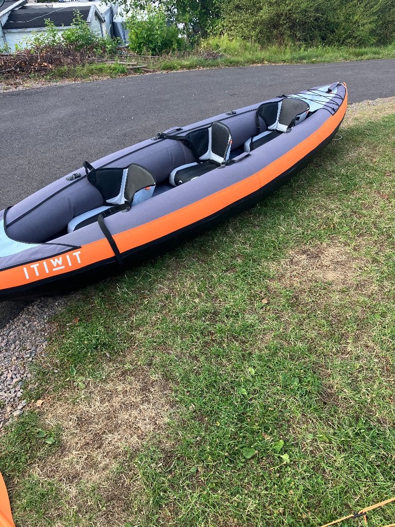 Opblaas 1 tot 3 persoonskano ITWIT, Watersport en Boten, Kano's, Ophalen, Opblaasbaar, Twee personen, Zo goed als nieuw