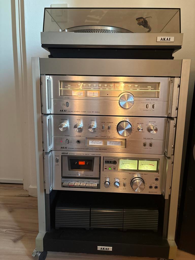 Complete Akai Hifi Toren uit 1979 - Vintage Audio Set, Ophalen, Gebruikt, Cassettedeck, Losse componenten