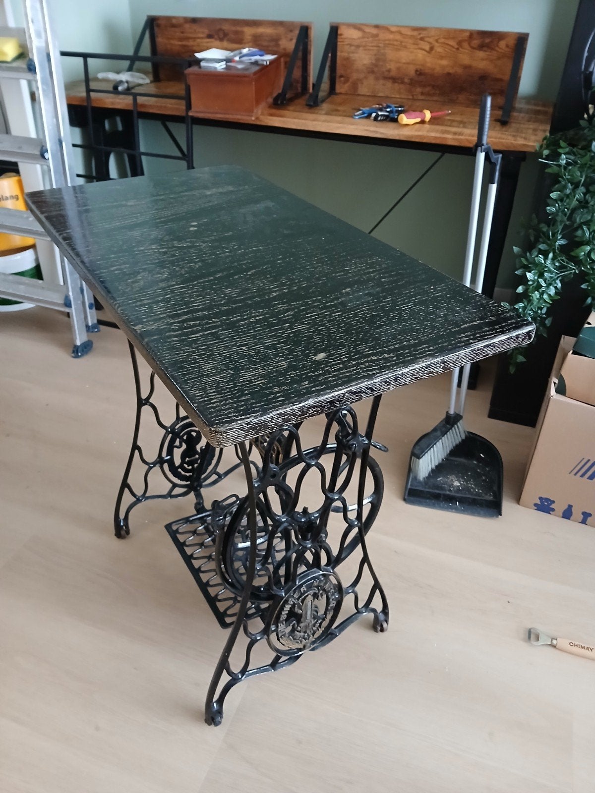 Vintage Singer Naaimachine Onderstel met Tafelblad, Ophalen
