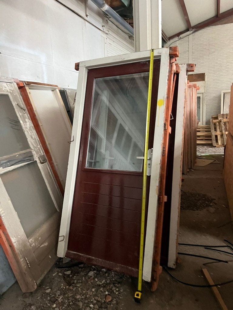 Gebruikte hardhouten achterdeur incl. kozijn (€ 250,00), Ophalen, Gebruikt, 80 tot 100 cm, Buitendeur