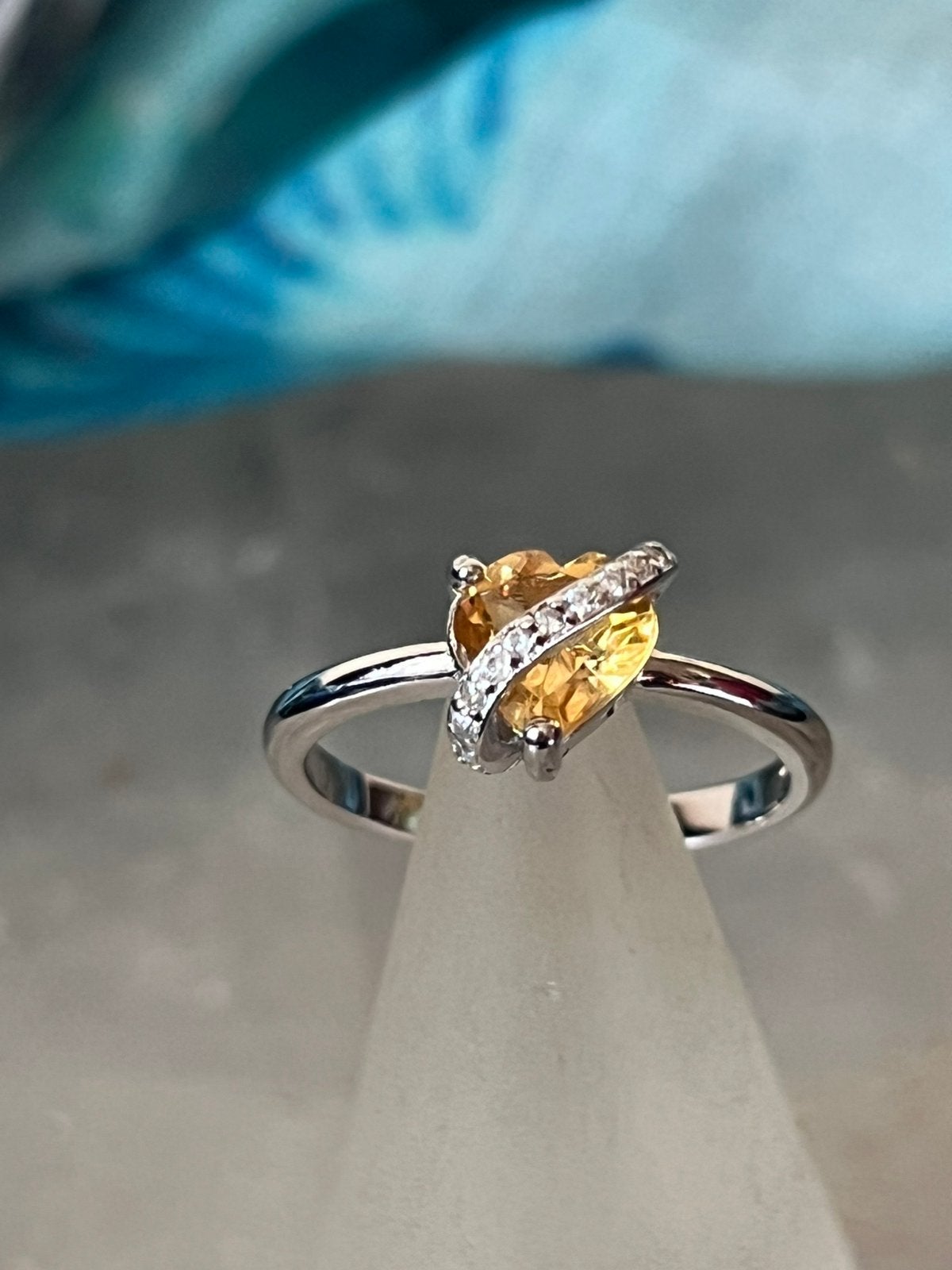 Citrien topaas hartje geluk beschermt succes liefde magie, Sieraden, Tassen en Uiterlijk, Ringen, Geel, Nieuw, Ophalen of Verzenden