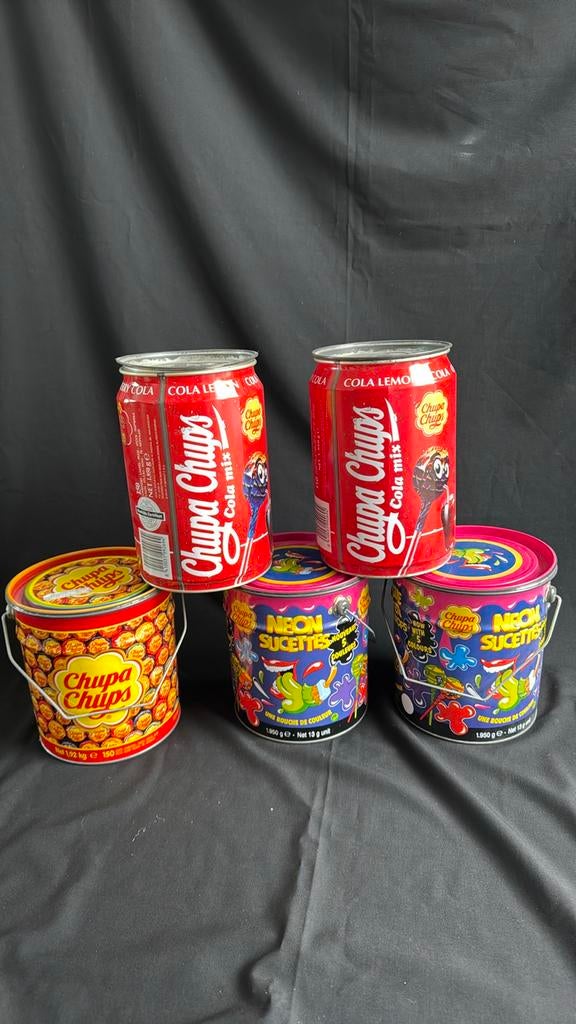 Vijf Chupa Chups blikken, Ophalen of Verzenden, Gebruikt, Overige, Overige merken