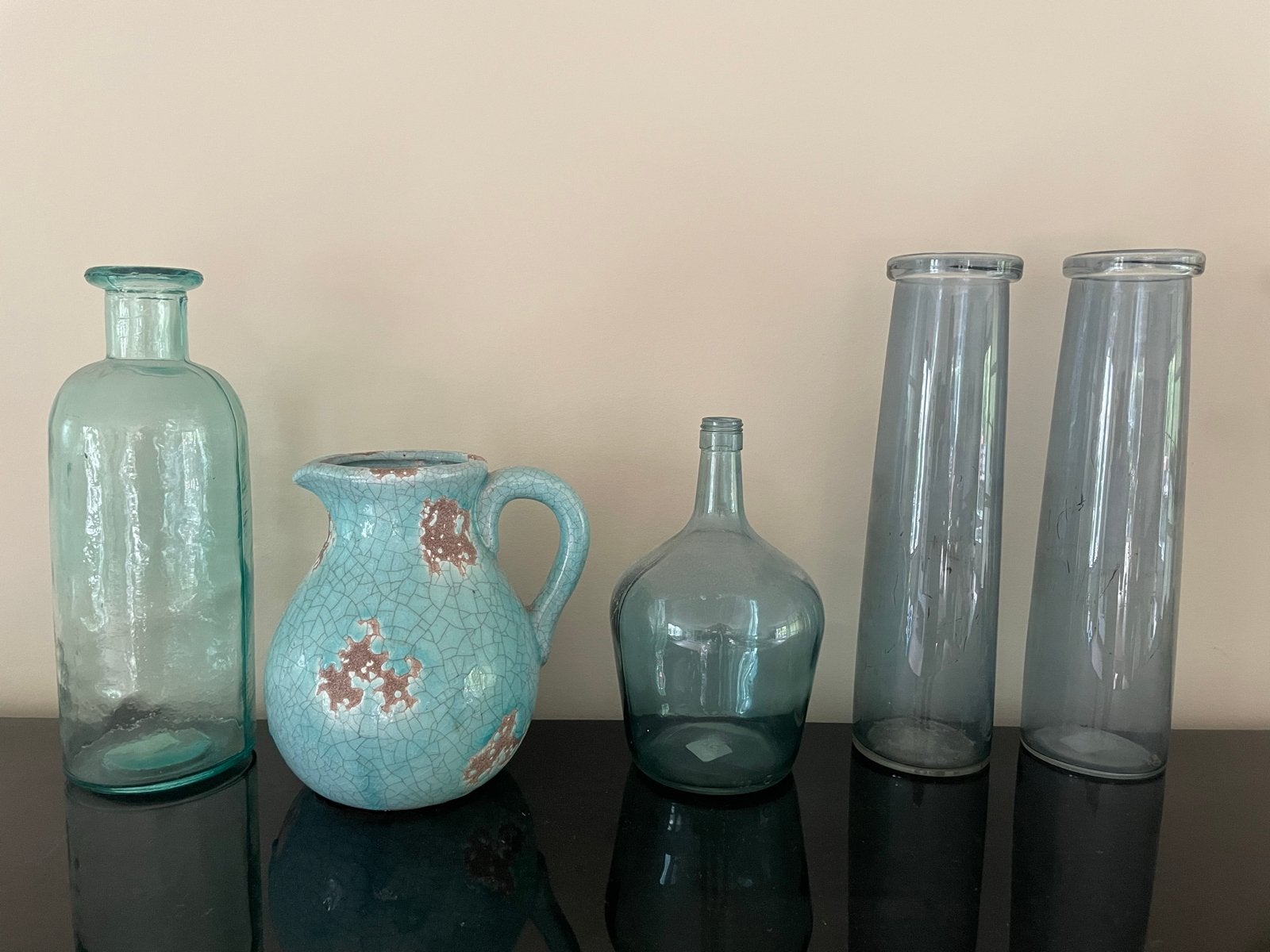 Set van 5 blauwe woonaccessoires, Ophalen, Gebruikt, Blauw, Glas