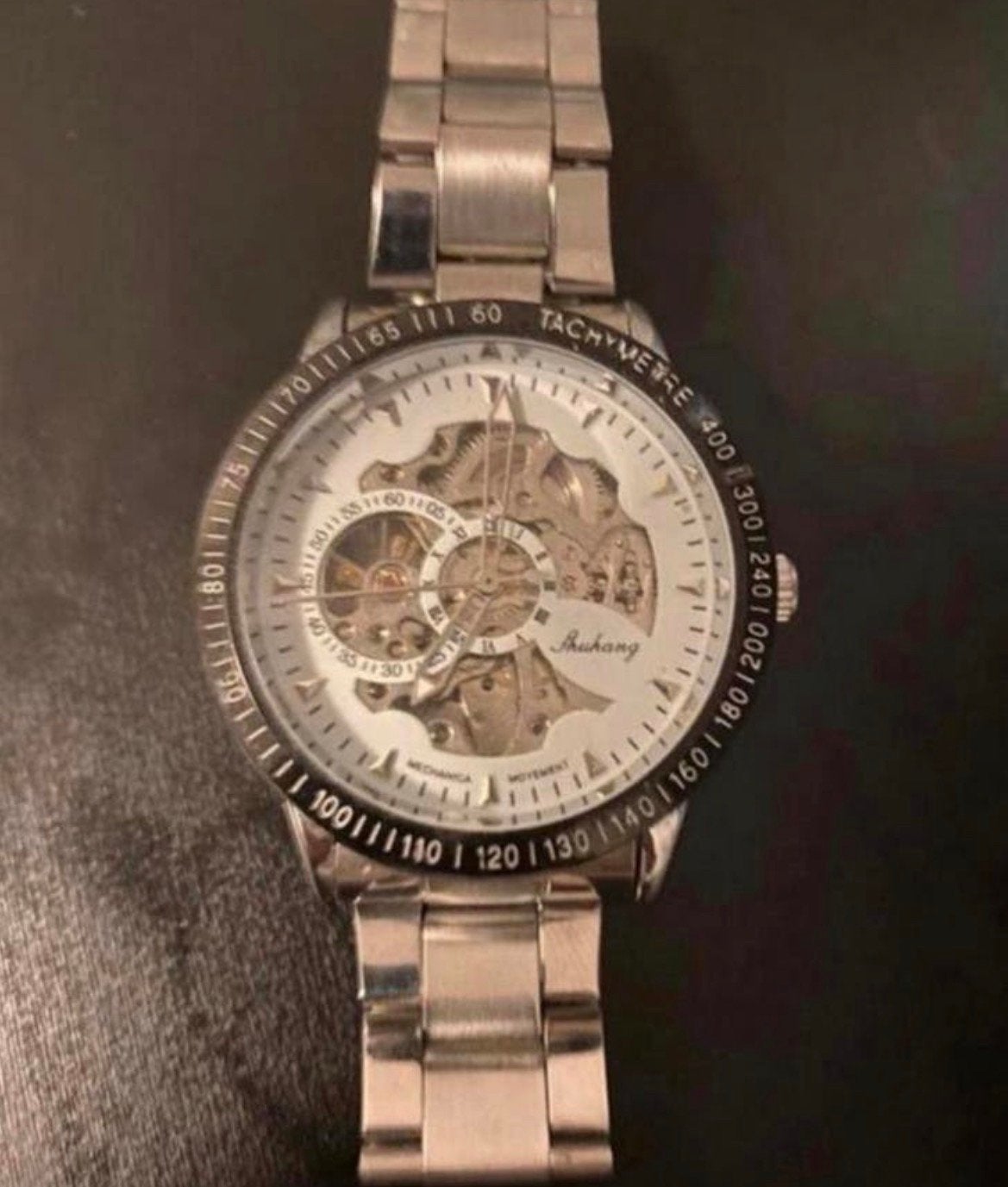 Modern Mechanisch Horloge Shuhang  Zilver Transparant Design, Ophalen of Verzenden, Zo goed als nieuw, Staal, Overige merken