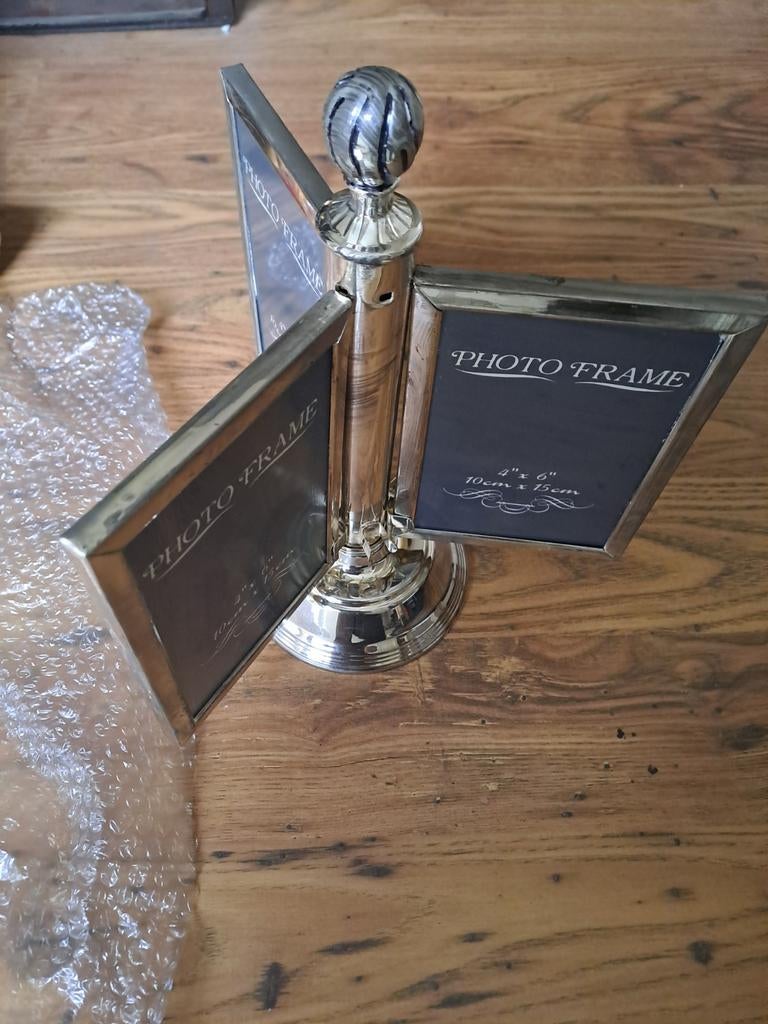 Zilverkleurige molen met 3 fotolijstjes, Ophalen of Verzenden