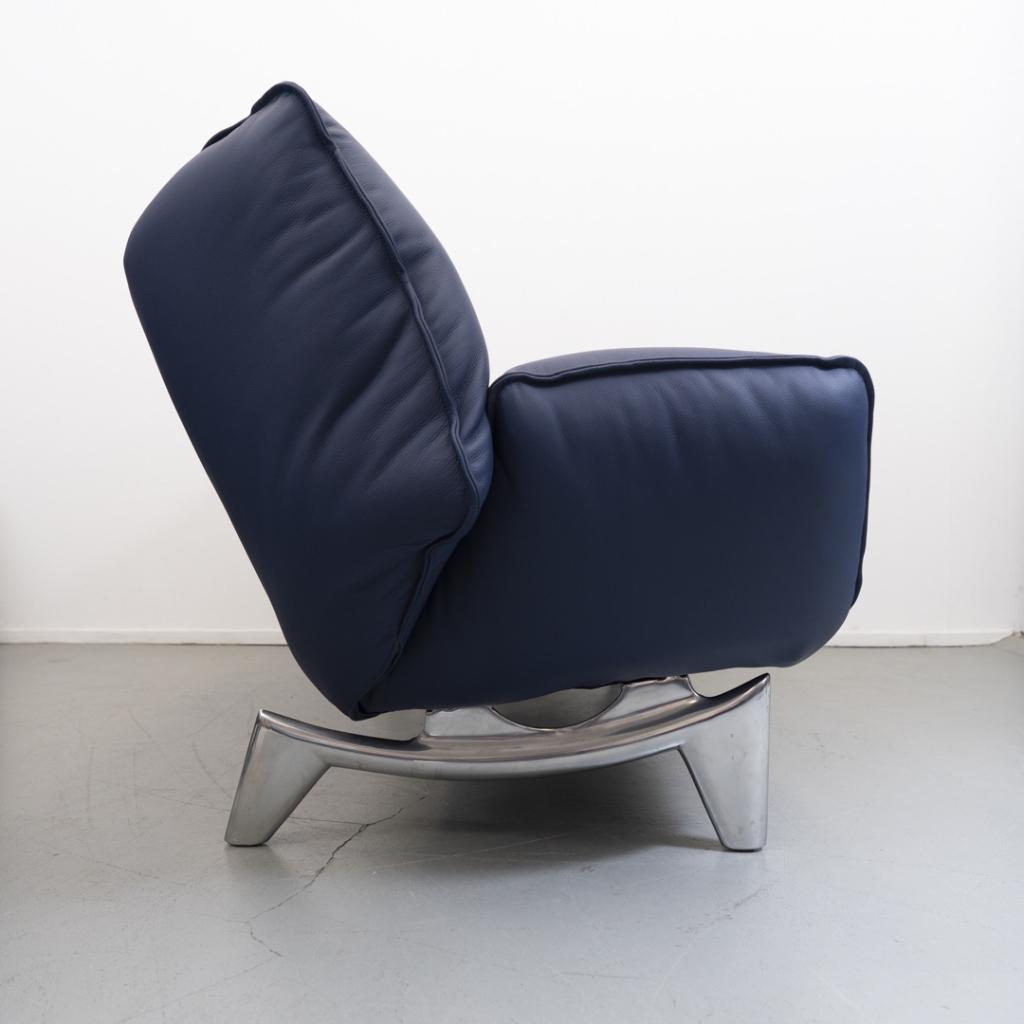 1x Leolux Tango 2-zits/192cm Bank Kobaltblauw Leer - Metaal, Huis en Inrichting, Banken | Bankstellen, Niet ingevuld, Overige maten