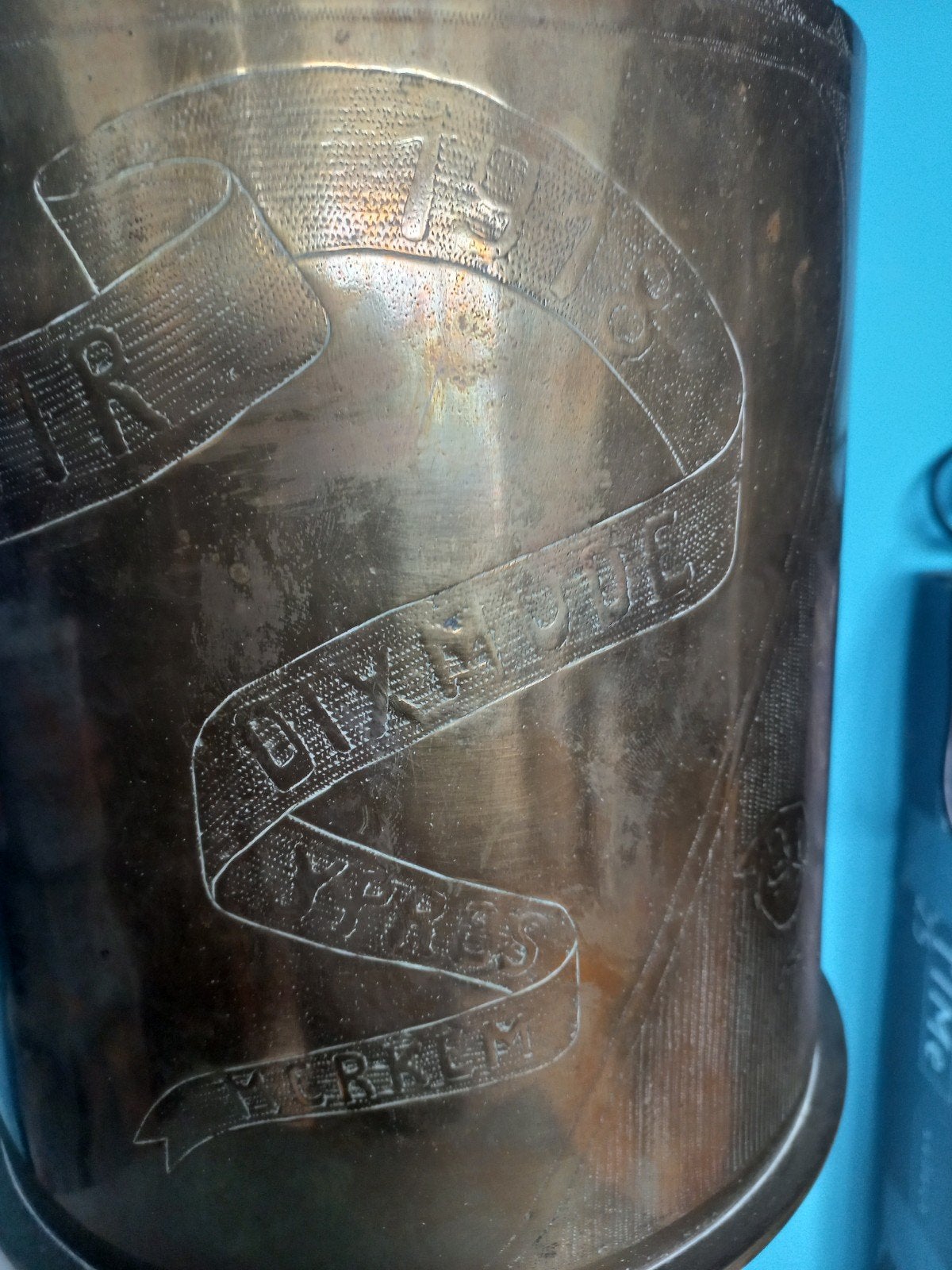 WO1 Duitse 22cm Huls Trench Art Souvenir 1917 Ypres, Ophalen of Verzenden, Overige soorten, Duitsland, Hulzen of Bodemvondsten
