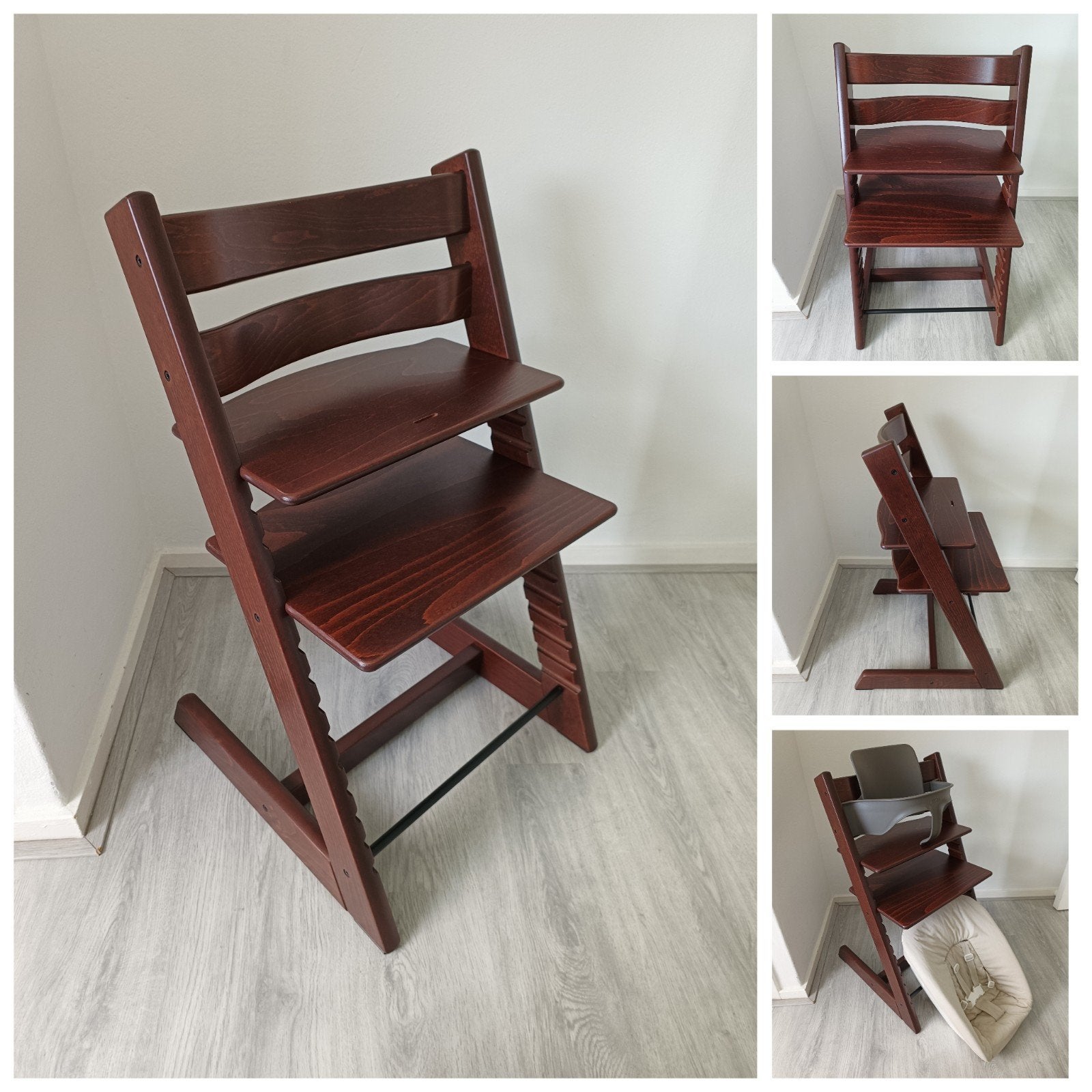 NIEUWSTAAT!Stokke Tripp Trapp bruin evt.+babyset, newbornset, Kinderen en Baby's, Meegroeistoel, Ophalen of Verzenden, Zo goed als nieuw