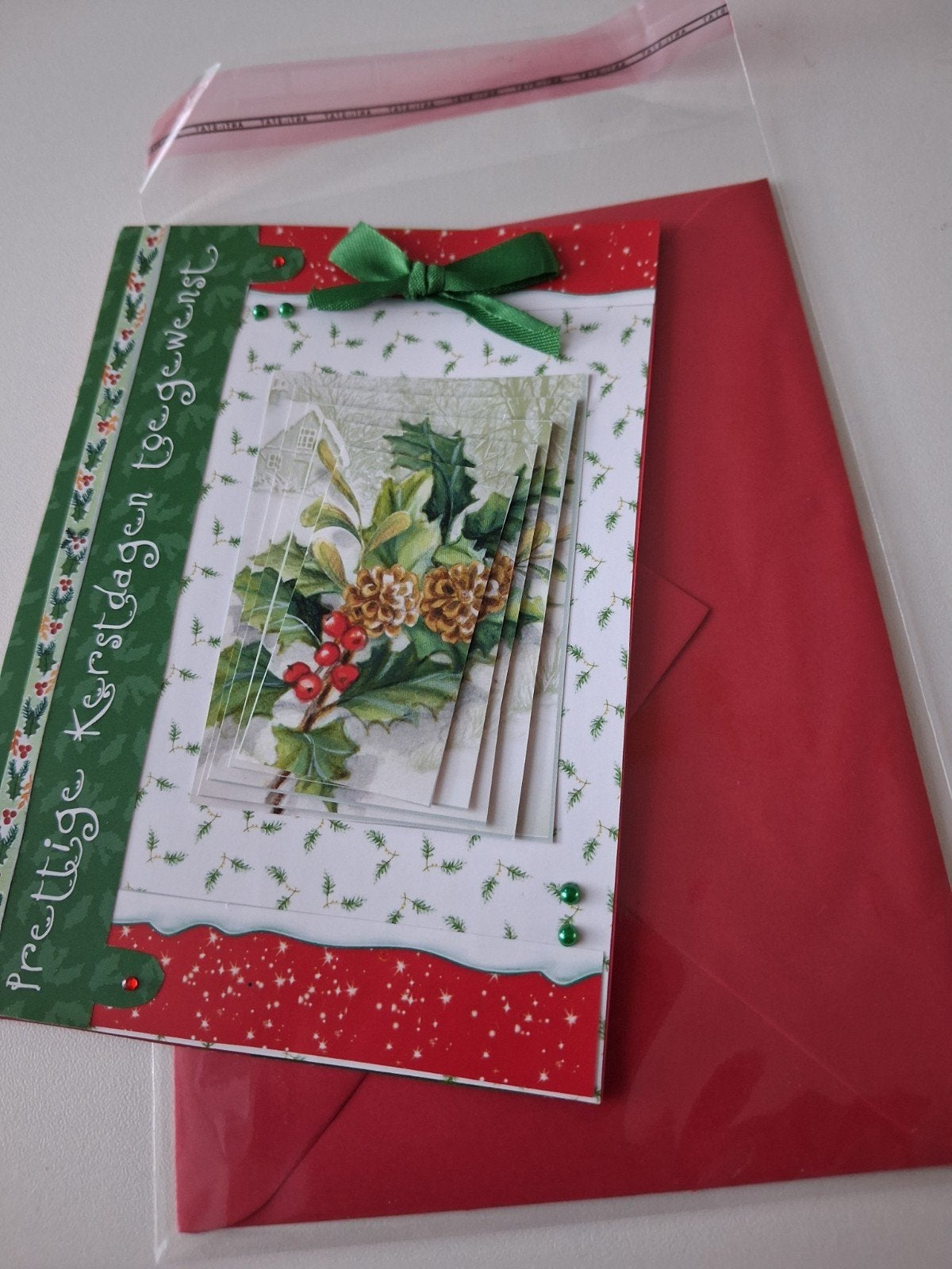 kerstkaart piramide met kerstgroen, Ophalen of Verzenden, Nieuw, Kerst