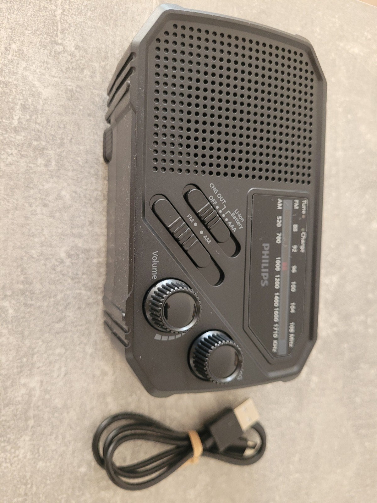 Philips Draagbare Radio FM/AM - Noodradio met USB-oplader, Ophalen of Verzenden, Zo goed als nieuw, Radio