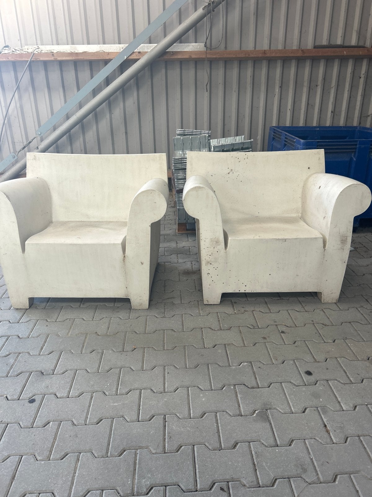 Philip Starck stijl tuinset - 2 stoelen, 1 bank, 1 tafel, Tuin en Terras, Ophalen, Gebruikt, 5 zitplaatsen, Overige materialen