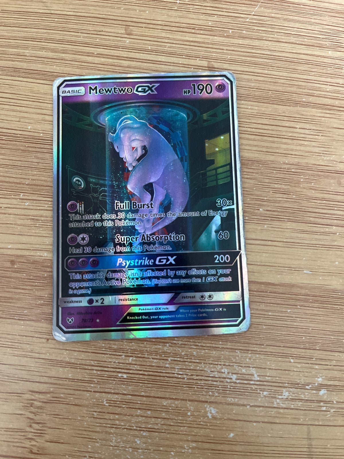 Mewtwo GX Pokémon kaart - 78/73 - Zo goed als nieuw, Ophalen of Verzenden, Zo goed als nieuw, Losse kaart