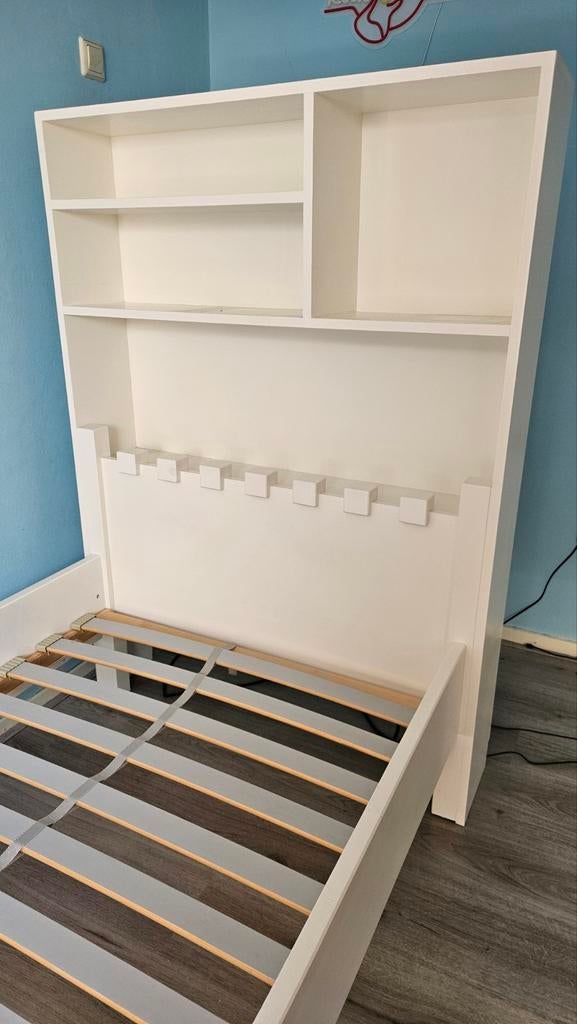 Kinderbed, 1 persoonsbed met ingebouwde kast., Eenpersoons, Wit, Ophalen of Verzenden, Zo goed als nieuw