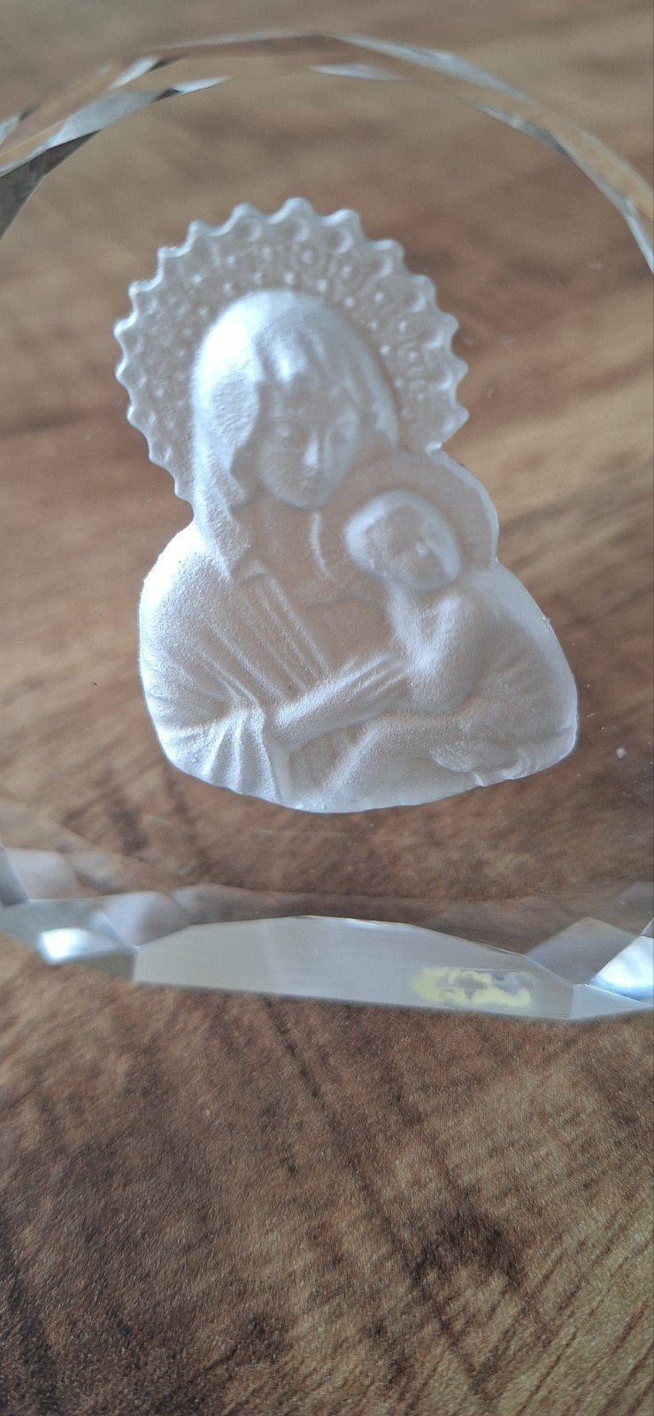 Kristallen  beeldje Maria met kind - Kristal, Ophalen of Verzenden