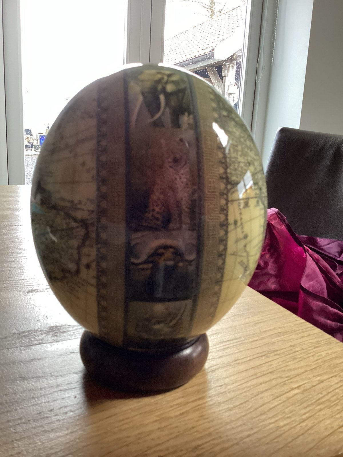 Struisvogelei  decoupage Afrikaanse Big 5 Wereldkaart, Huis en Inrichting, Meerkleurig, Overige stijlen, Ophalen of Verzenden