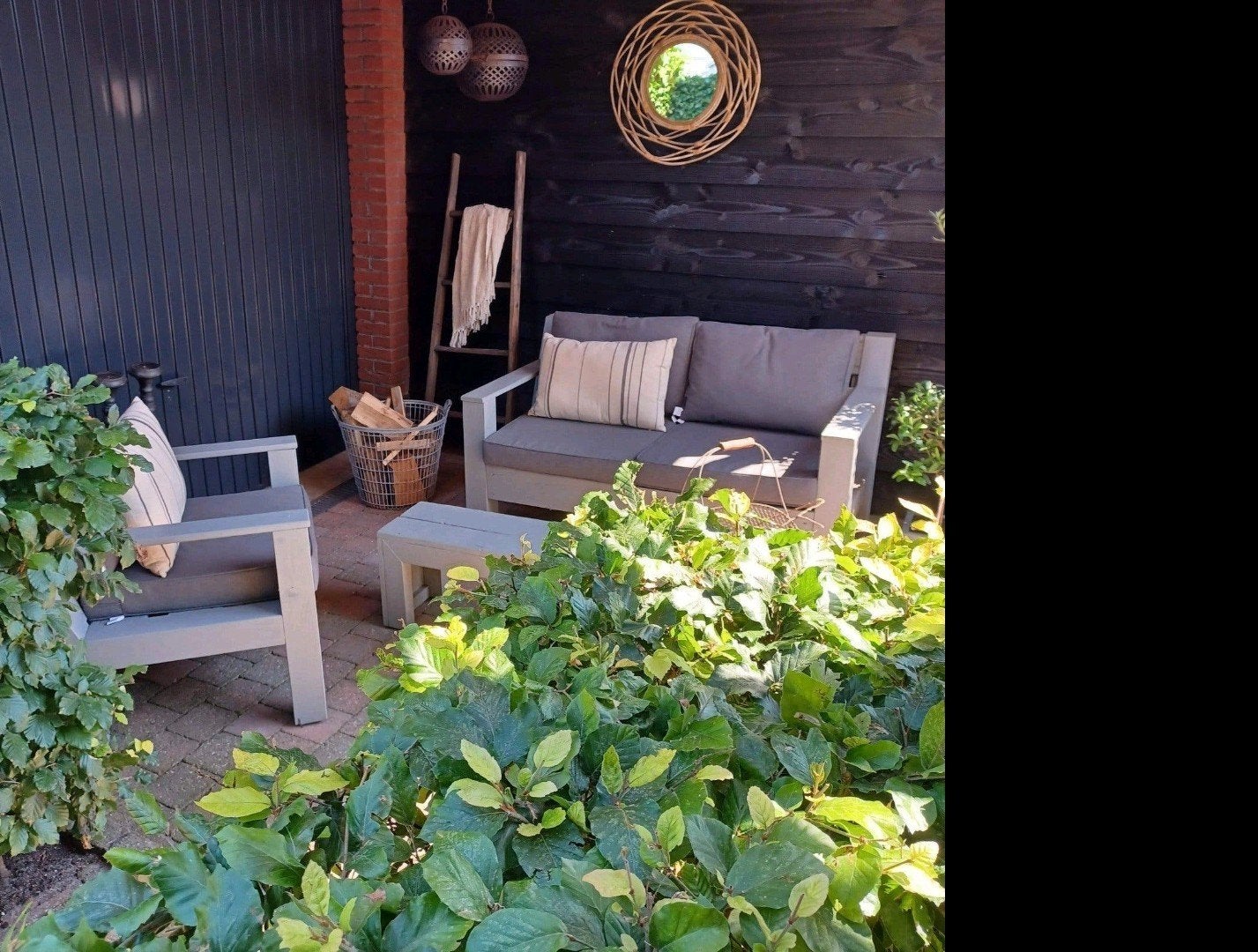 loungeset 1 tweezitsbank en 1 stoel en tafel/bankje, Ophalen, Gebruikt, 3 zitplaatsen, Bank