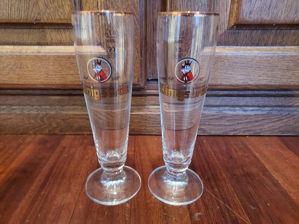 2 bierglazen Königsbräu 0,2l (M 14), Ophalen of Verzenden, Zo goed als nieuw, Bierglas
