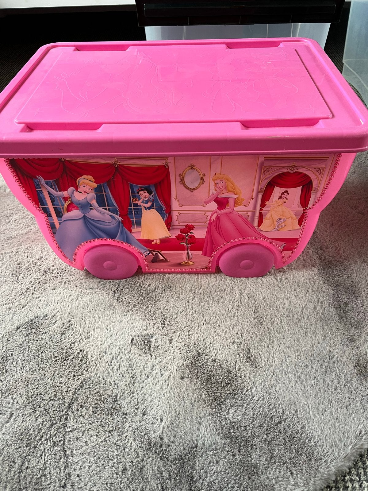 Roze Disney Prinsessen Opbergbox op wielen, Ophalen, Gebruikt, Meisje