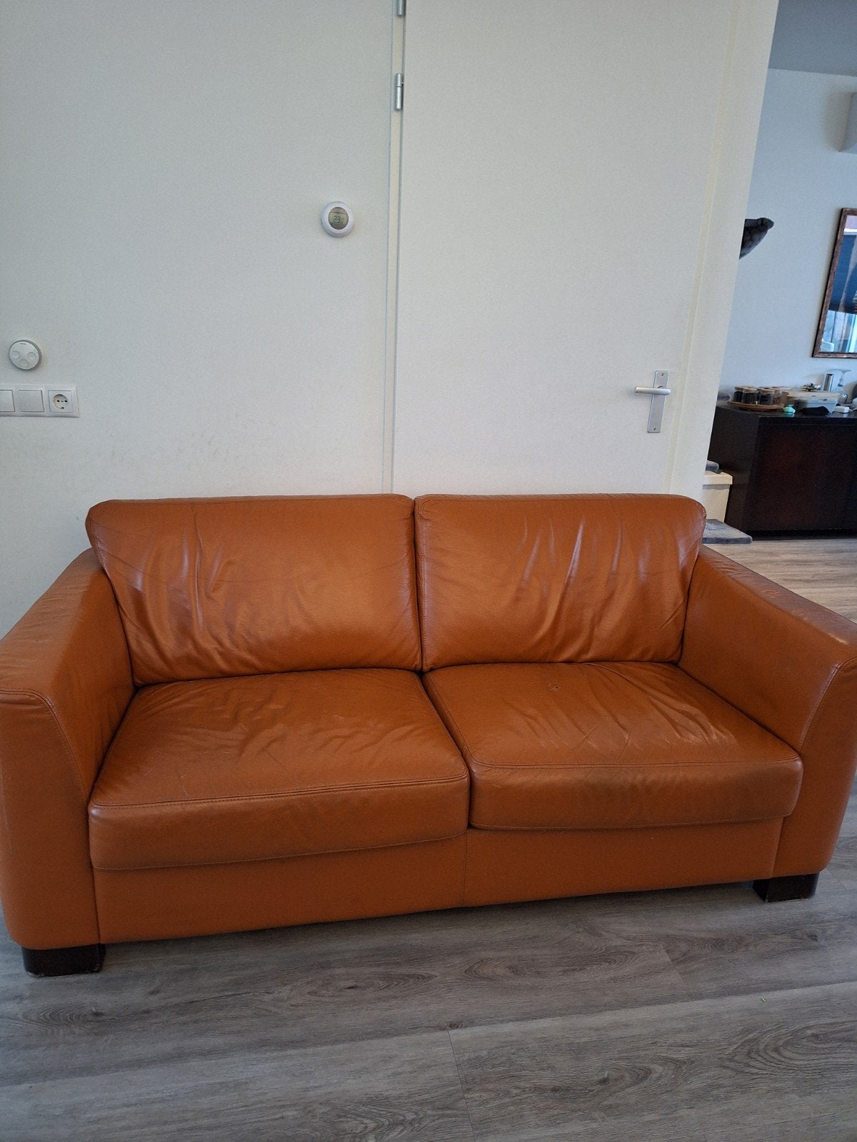 Gratis 2,5-zits bank van leer - Gebruikt, Ophalen, Gebruikt, 150 tot 200 cm, Tweepersoons