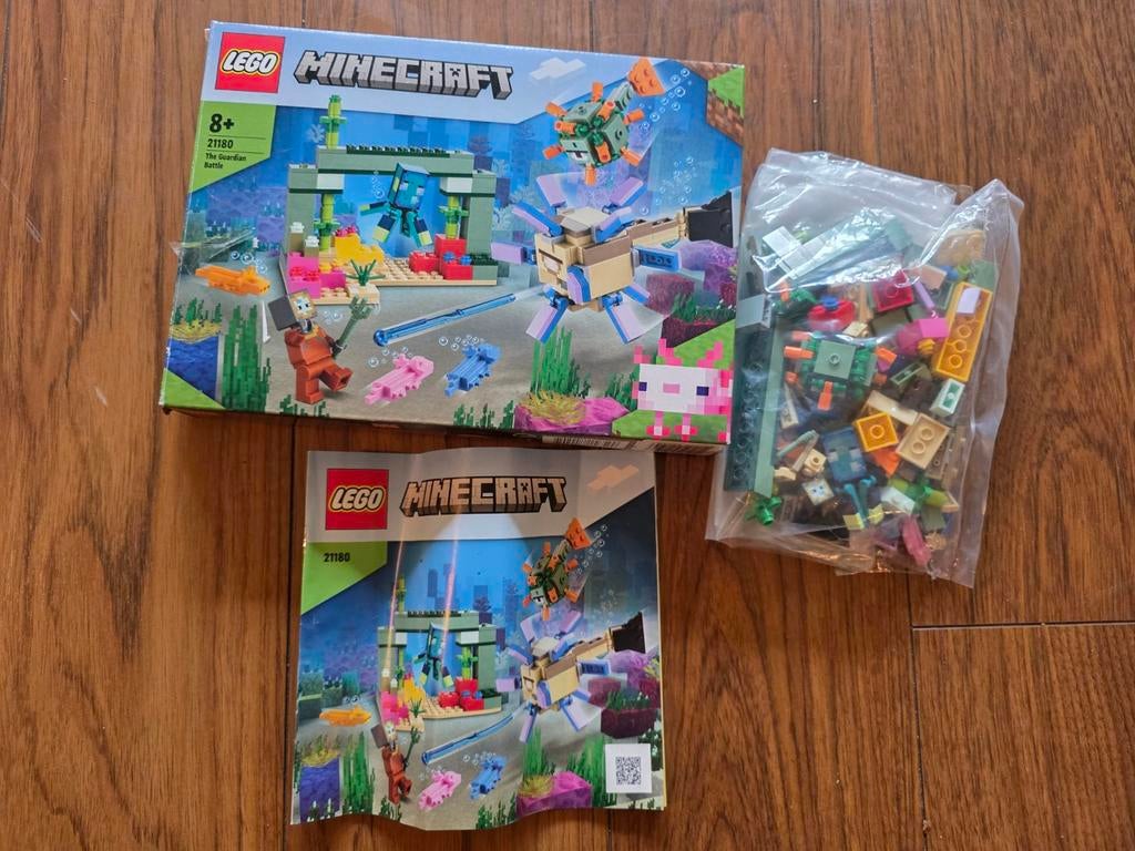 Lego Minecraft 21180 The Guardian Battle compleet met doos, Compleet, Minecraft, Lego, Ophalen of Verzenden