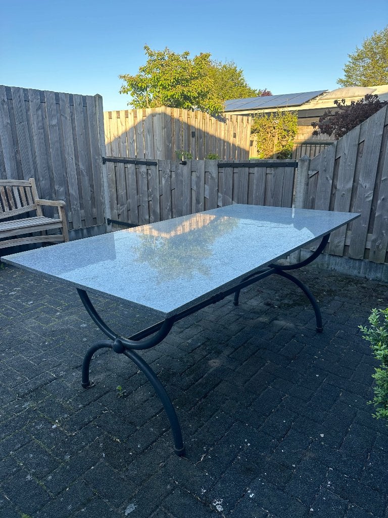 Mooie tuintafel met graniet blad, Ophalen, Gebruikt, Rechthoekig, Overige materialen