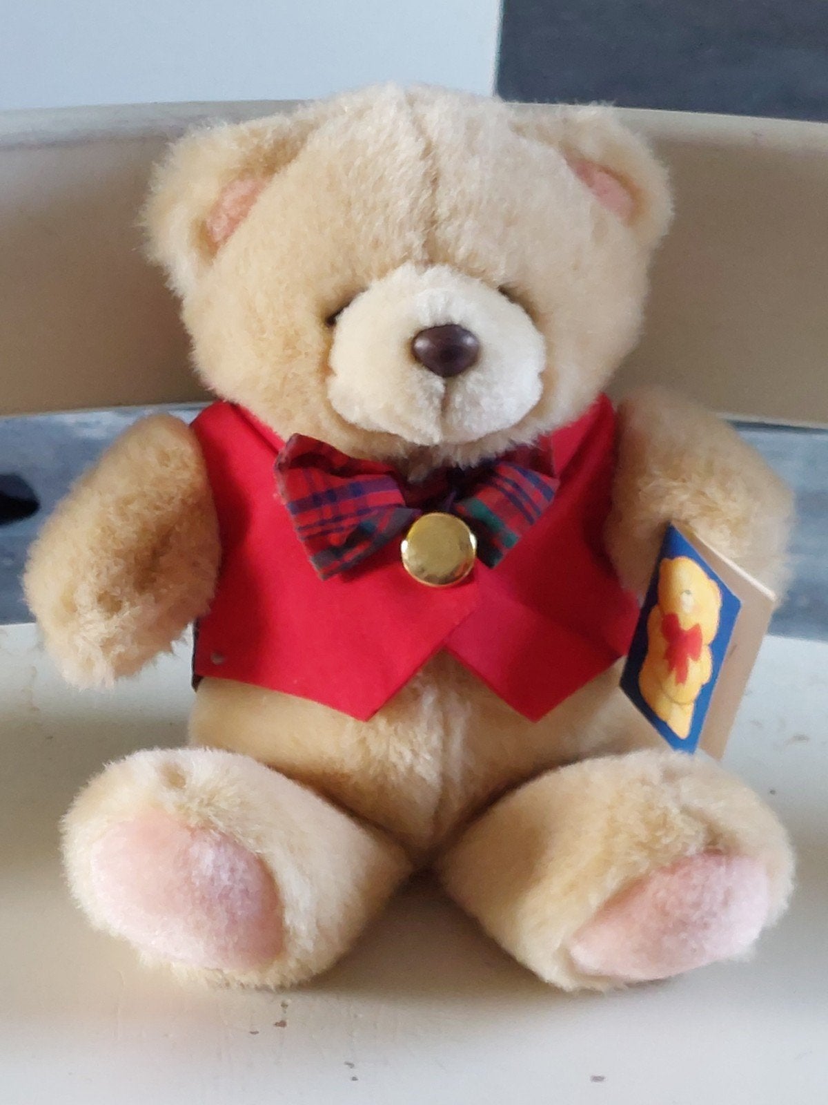 Forever Friends knuffelbeer met rood vestje, Ophalen of Verzenden, Zo goed als nieuw, Stoffen beer, Forever Friends