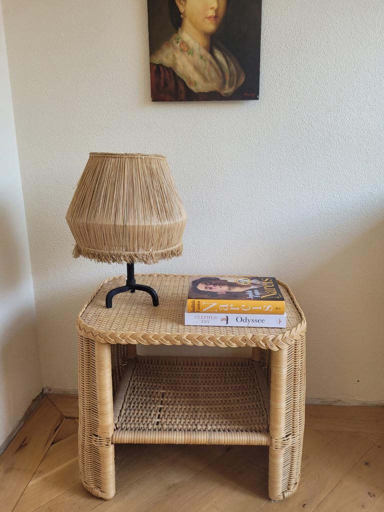 Sidetable bijzettafel bamboe rotan riet vintage boekenkastje, Huis en Inrichting, Tafels | Bijzettafels, Ophalen of Verzenden