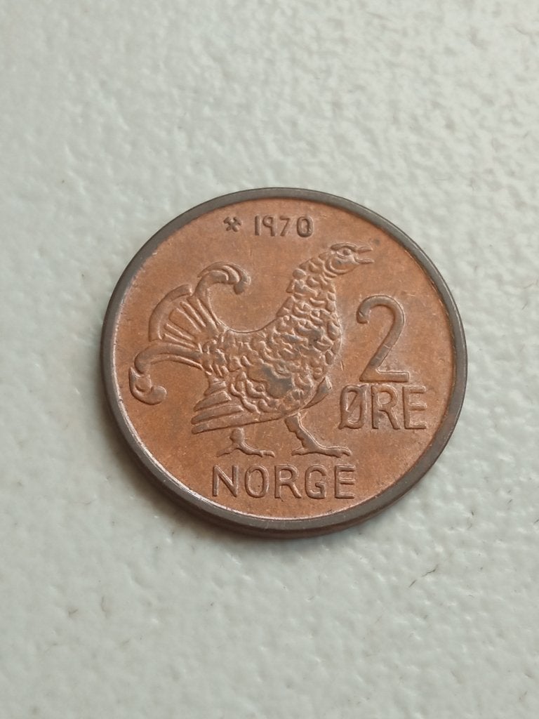 Noorwegen 2 ore 1970., Ophalen of Verzenden, Overige landen, Losse munt