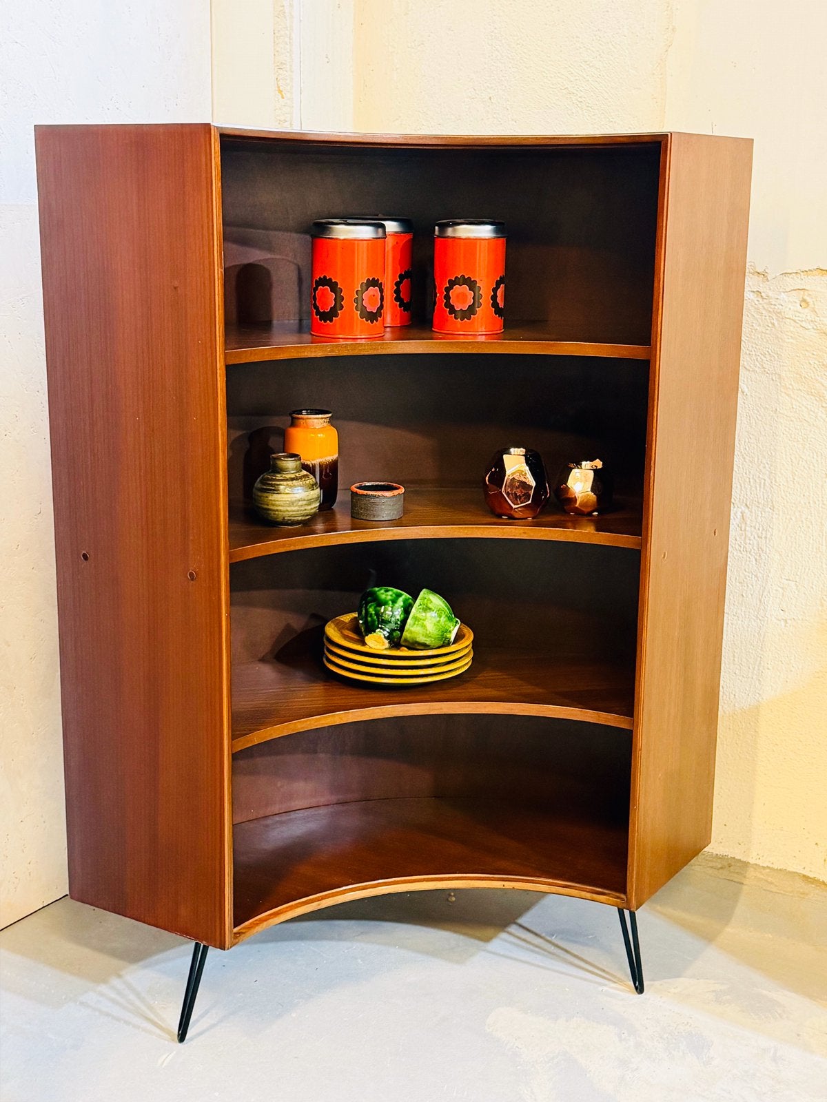 Vintage Formule hoekkast | boekenkast | wandkasg, Met plank(en), Teakhout, 25 tot 50 cm, Gebruikt