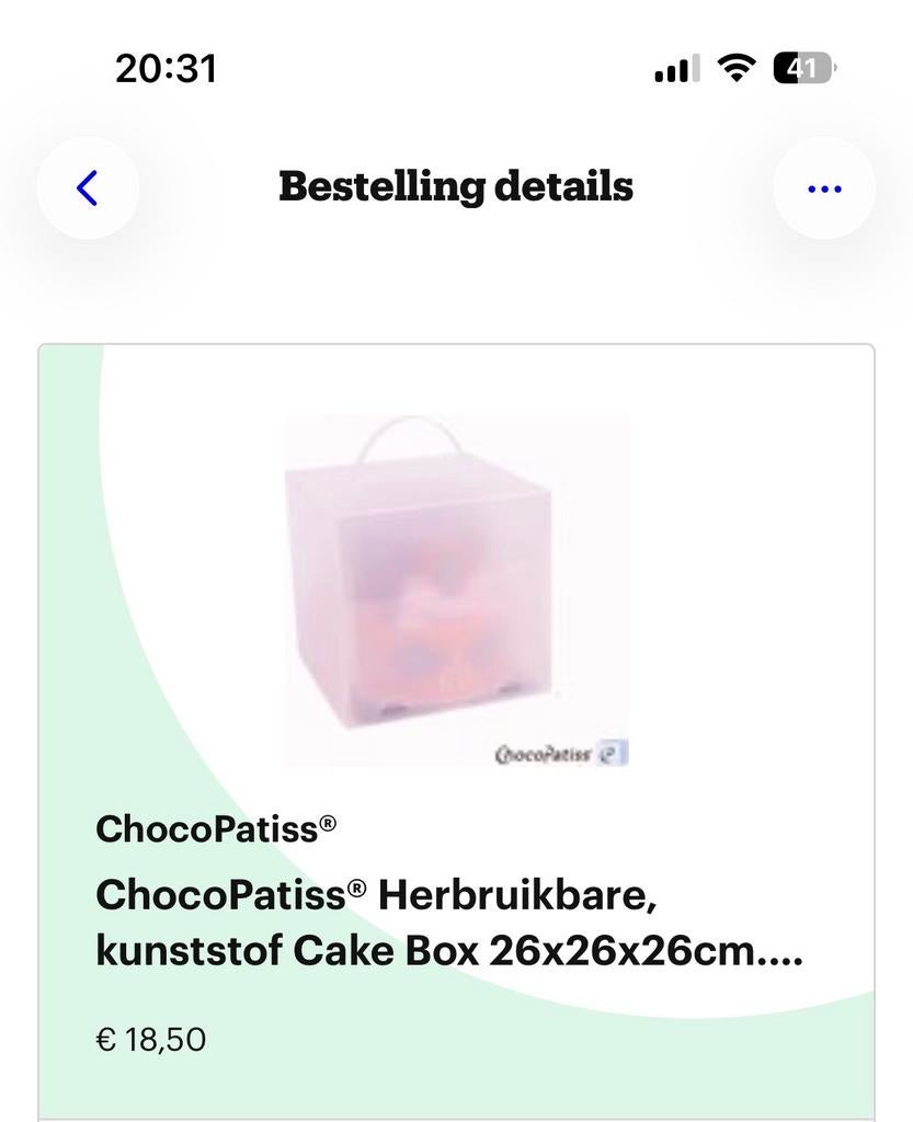 ChocoPatiss Herbruikbare Taartdoos 26x26x26cm Frosted, Ophalen of Verzenden, Zo goed als nieuw, Taarten of Cupcakes, Overige typen
